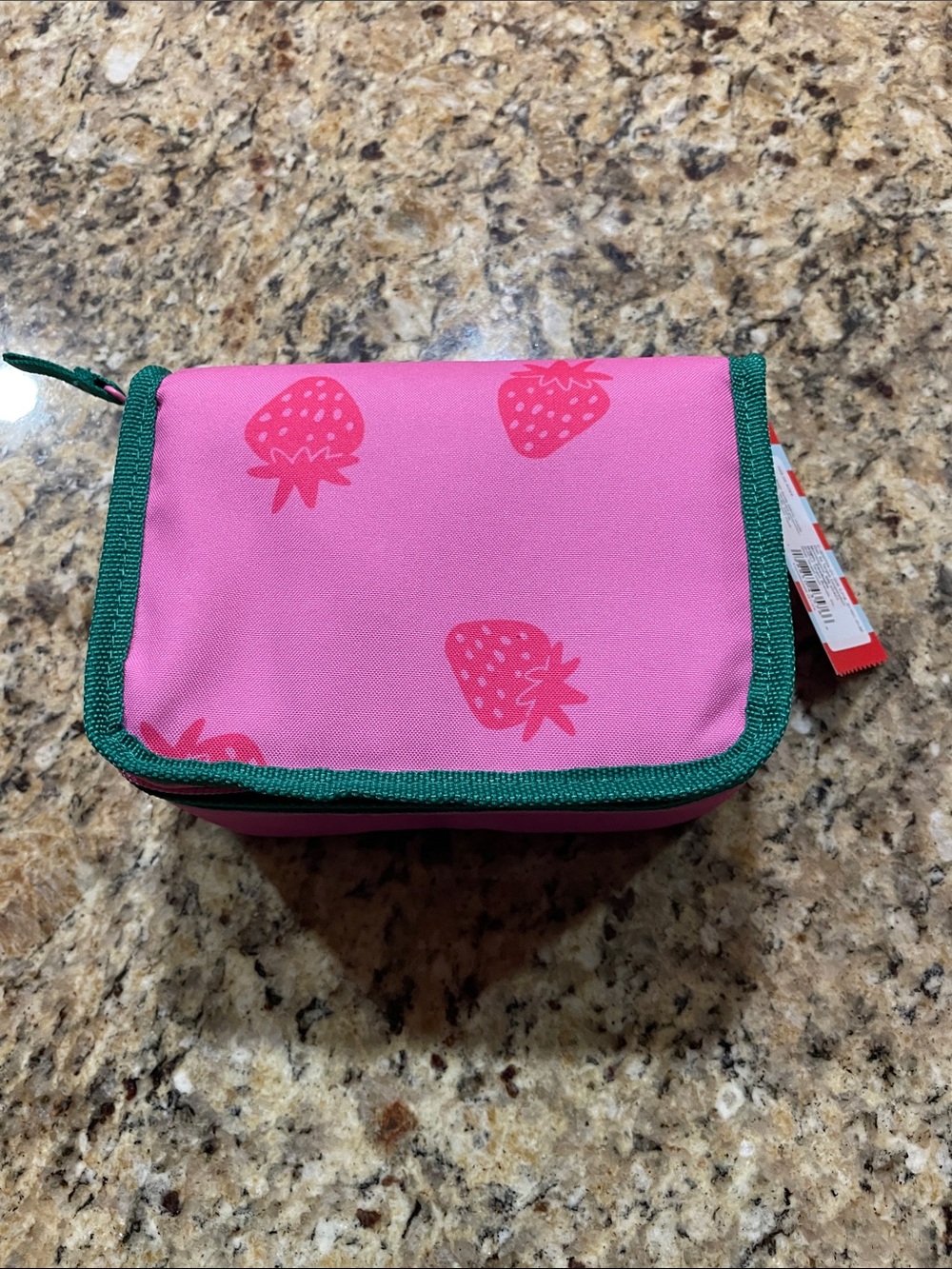 Cat & Jack Pink Strawberry Print Kids Insulated Snack Bag Set of two (2)